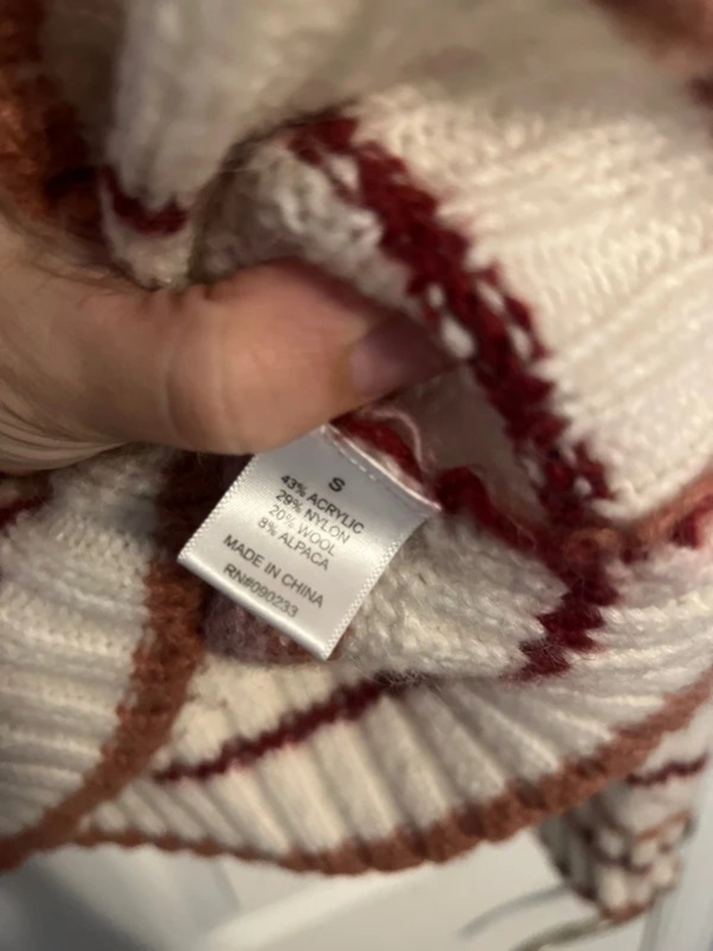 Cozy Cream & Pink Stripe Women's Sweater - Picture 2 of 3
